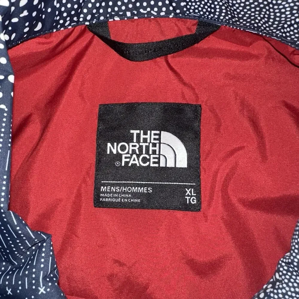 The North Face Windwall Men XL Patchwork Print Coaches Jacket Blue Geo Snap